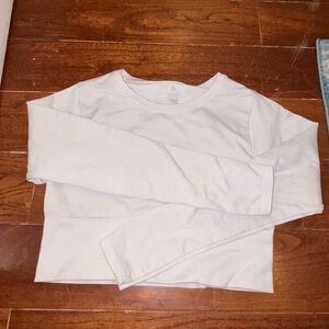 White aerie offline compression cropped long sleeve workout top